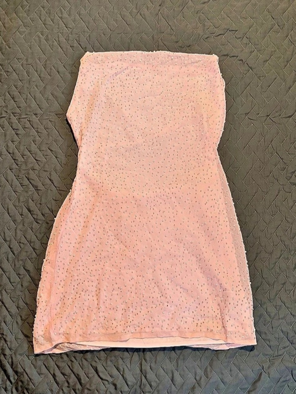 Forever 21 Pink Rhinestone Pearl Strapless Mini Dress Size Small